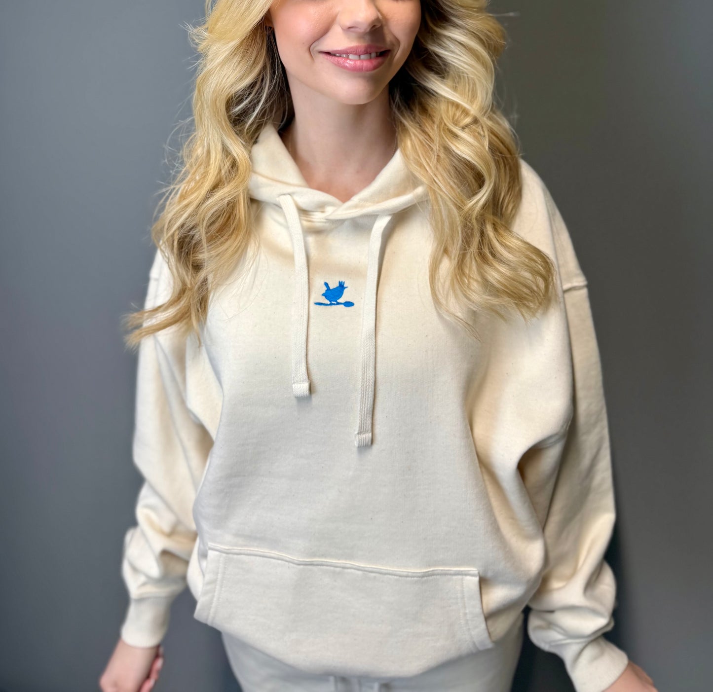 Oversized Hoodie "Zaunkönig Stick" Natural Raw