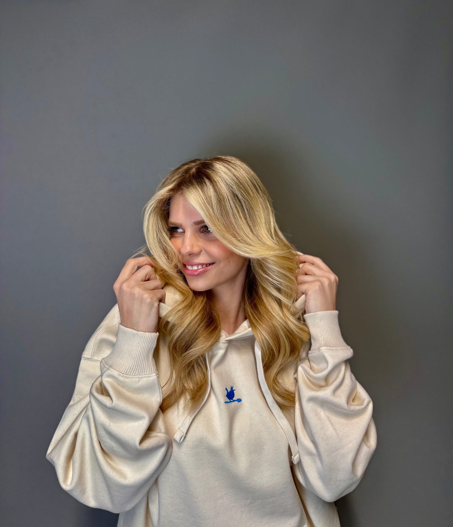 Oversized Hoodie "Zaunkönig Stick" Natural Raw
