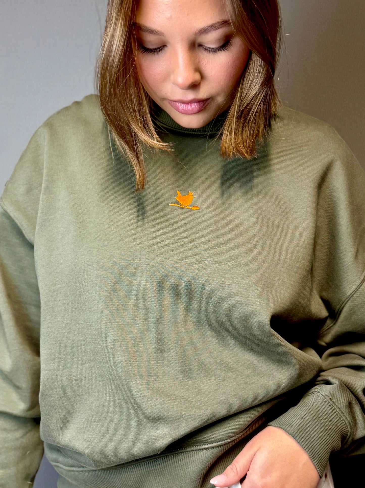 Oversize Sweatshirt "Orange Zaunkönig" - Stick
