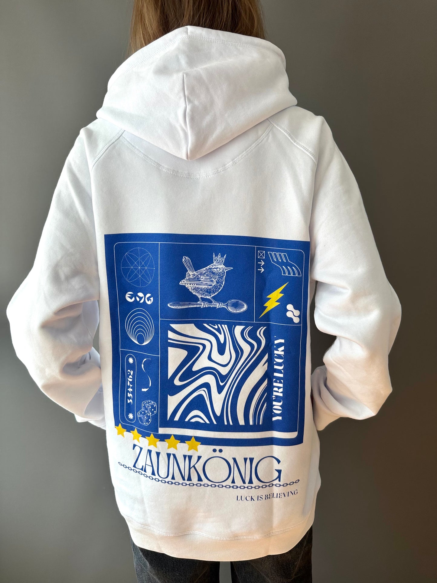 Regular Fit Hoodie "Lucky Zaunkönig" White