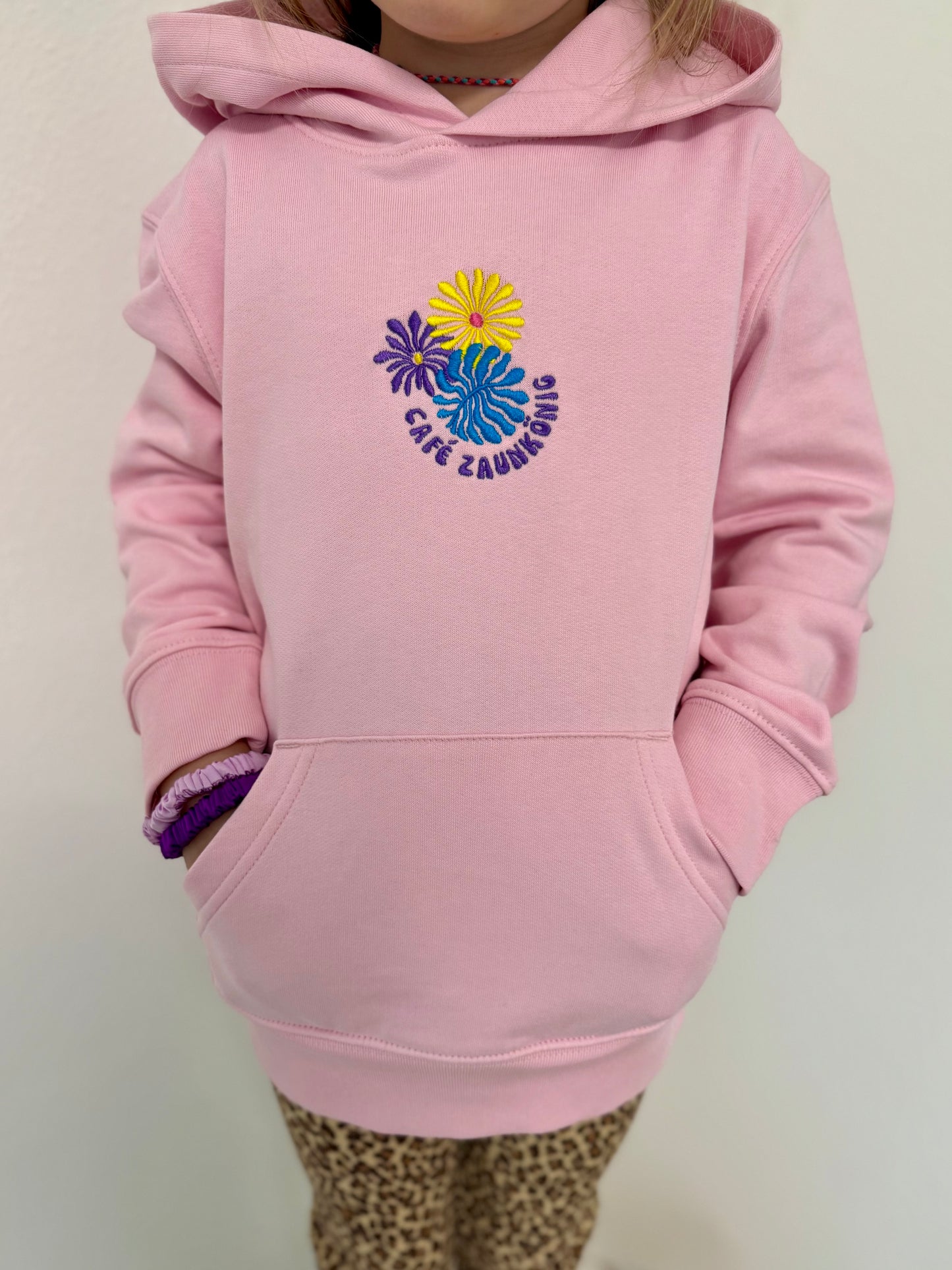 Kids Hoodie „Flower Café Zaunkönig“ Pink
