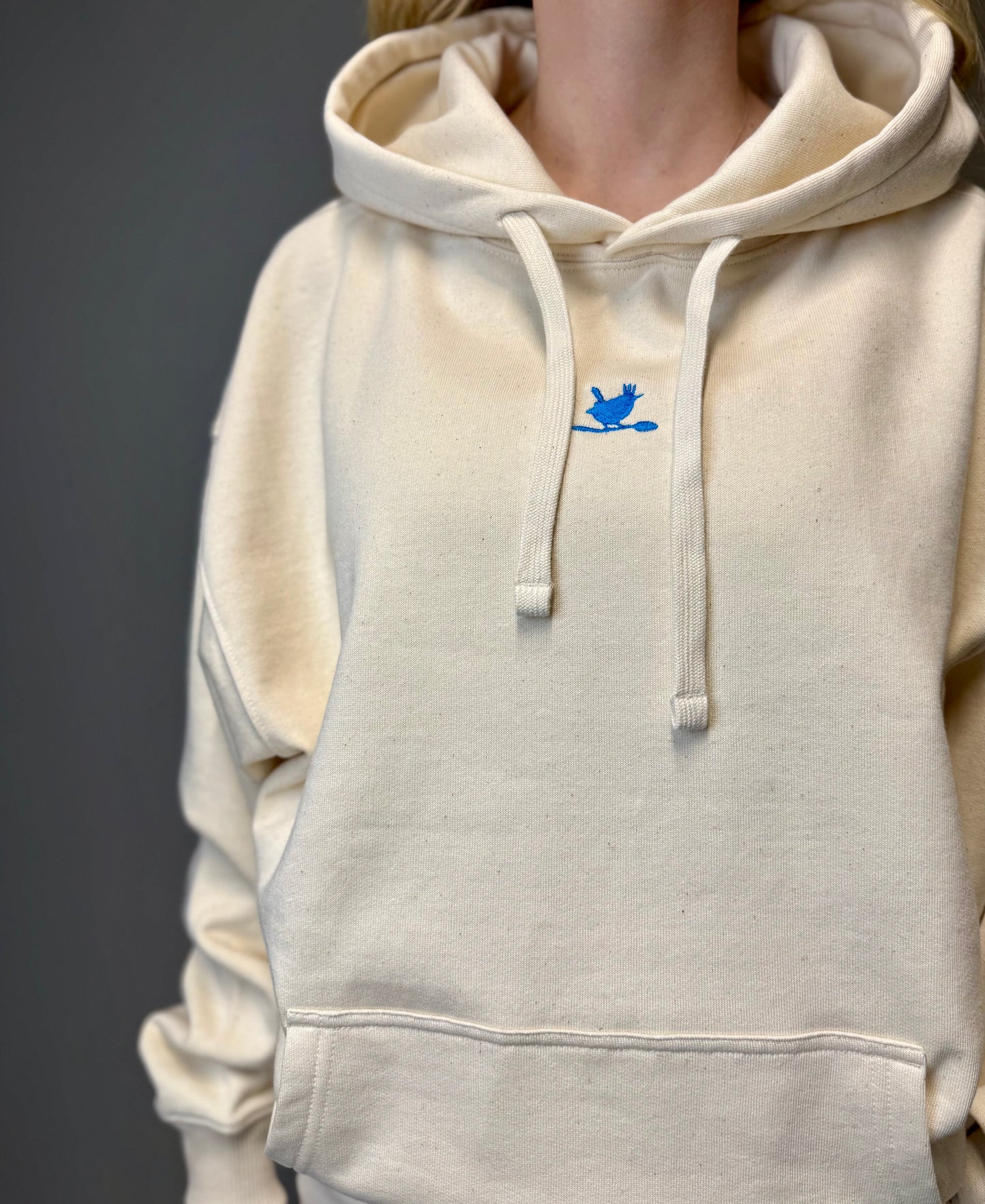 Oversized Hoodie "Zaunkönig Stick" Natural Raw