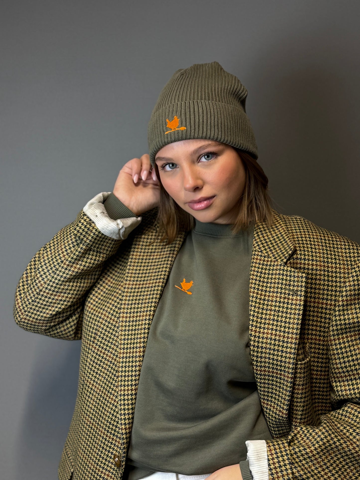 Beanie "Khaki - Orange"