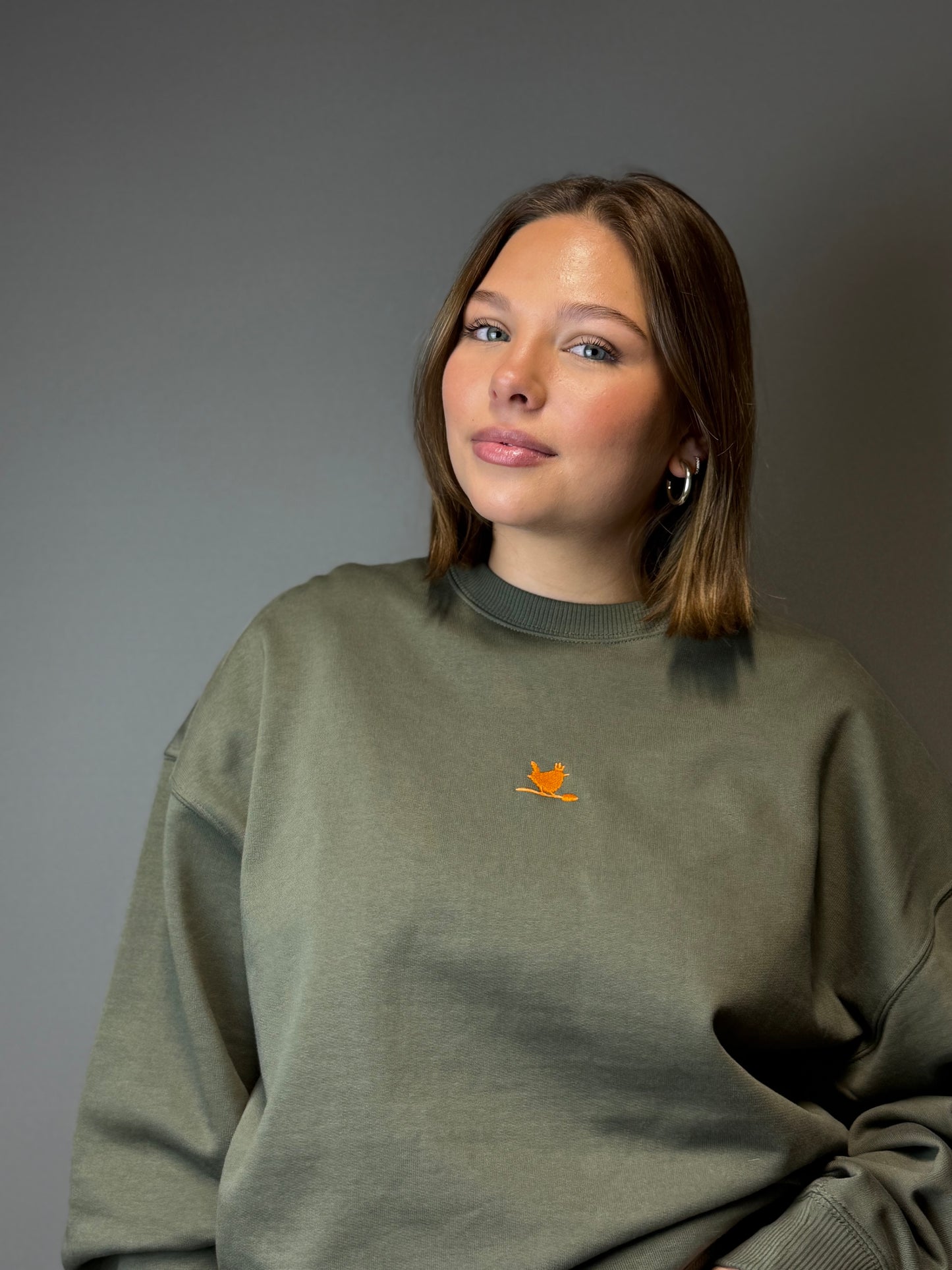 Oversize Sweatshirt "Orange Zaunkönig" - Stick