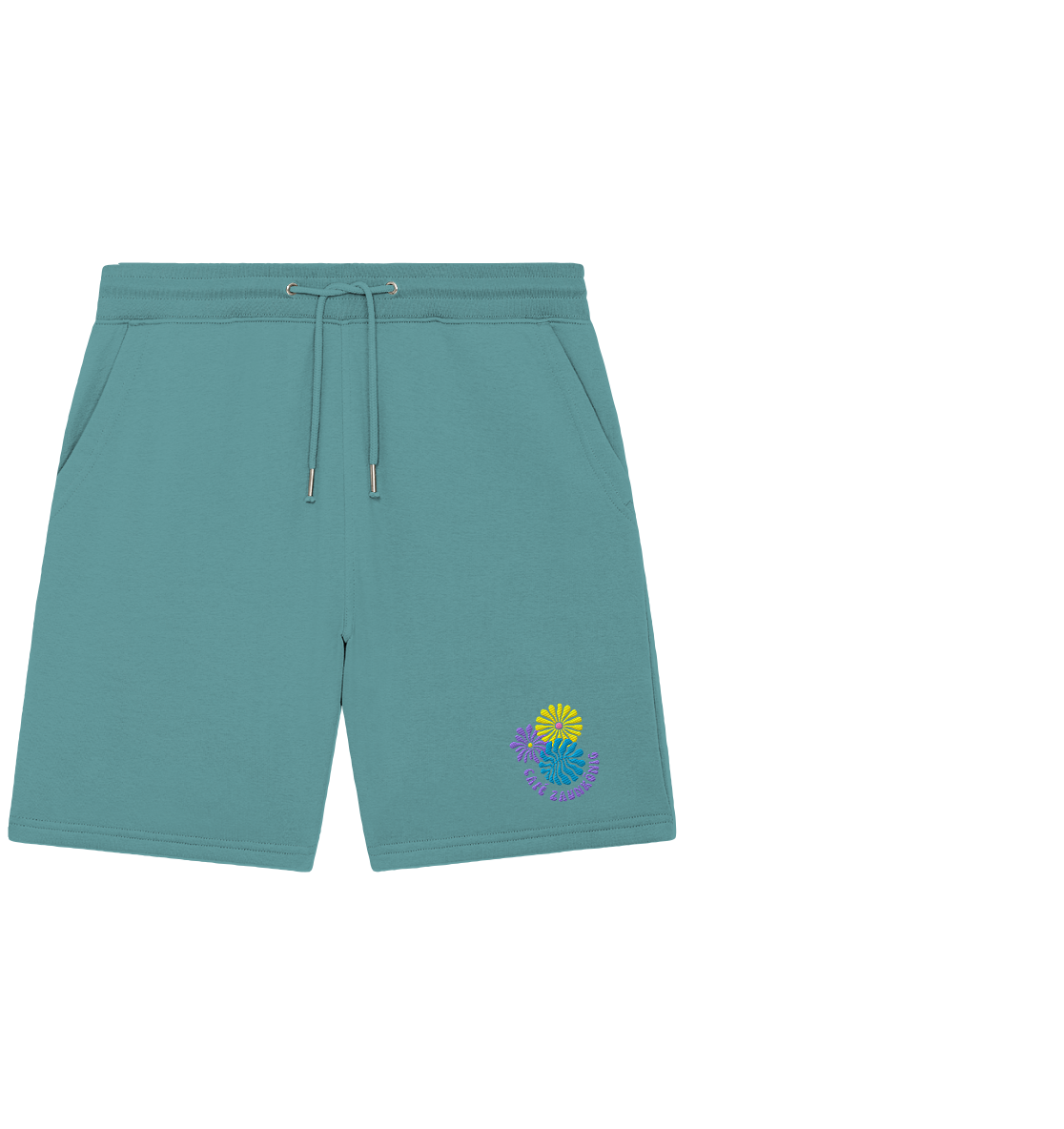 Shorts "Flower Café Zaunkönig" Teal Monstera