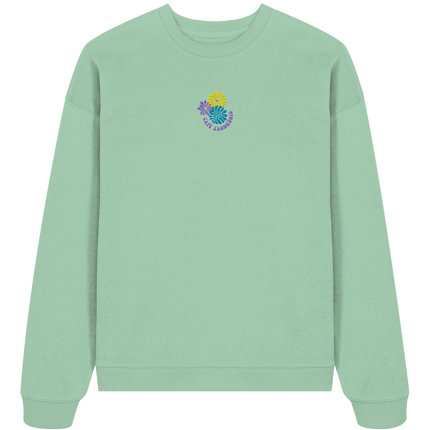 Oversize Sweatshirt "Flower Café Zaunkönig" - in Misty Jade