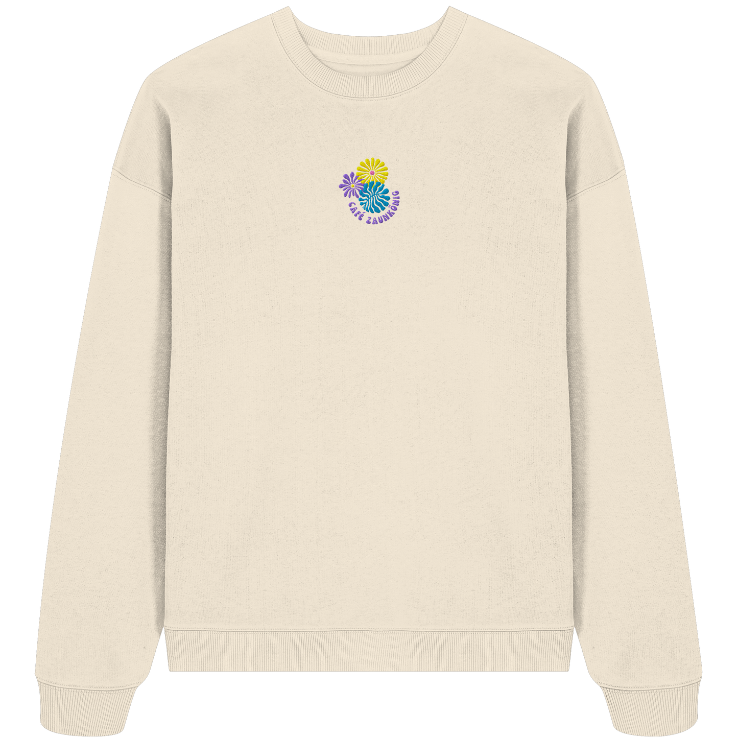 Oversize Sweatshirt "Flower Café Zaunkönig" - in Natural Stick