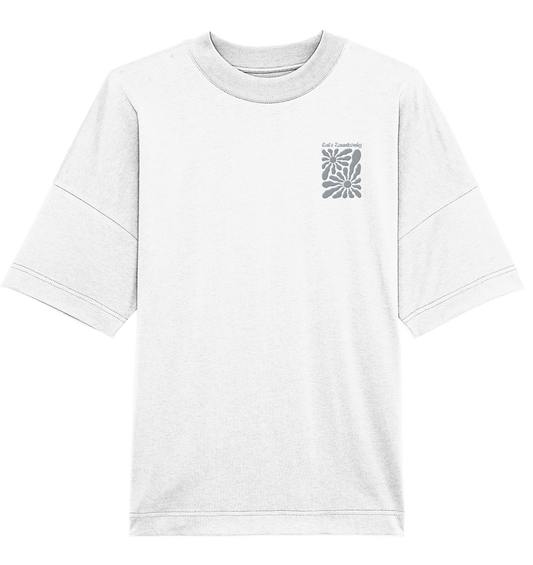 Oversized Dropshoulder "Flowers in the Sun Café Zaunkönig" White